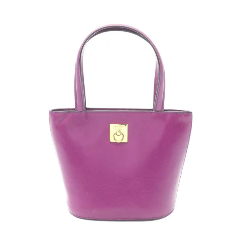 Celine Tote Handbag Leather Purple